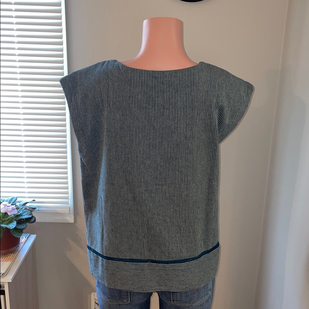 Frye Railroad Stripe Shell oversized Cotton Top Total Eclipse - Picture 2 of 6